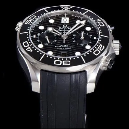 OM Factorytop-tier watch Omega new Seamaster 300m men's black dial black rubber strapchronograph watch detail shots