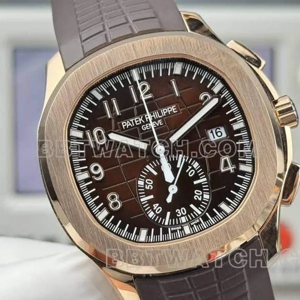 collectible watch Patek PhilippeP1 factory grenade brown disk mechanical brown rubber model 5968front live photo