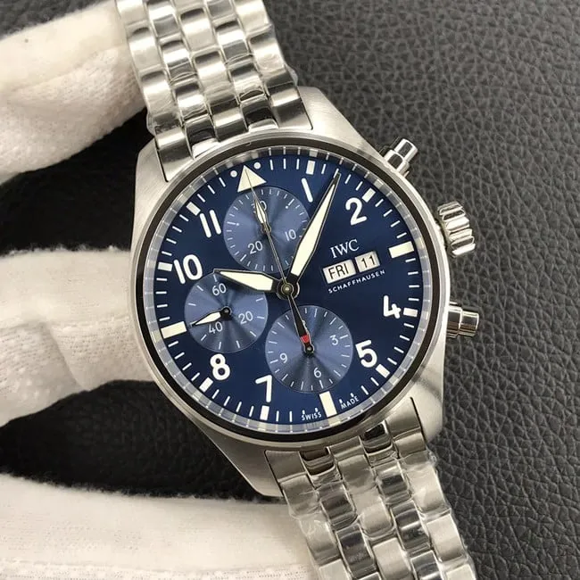 top-tier replicaIWCsuper cloneAZ pilot series men's blue dialsteel bracelet41MM fully automatic movement watch clasp picture