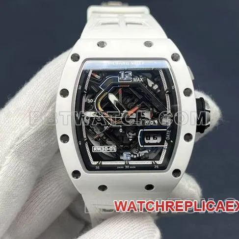 collectible watch Richard MilleRM30-01 white ceramiccaseback live photo
