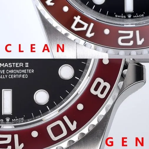 C factory GMT-MasterPepsi bezel genuine and fake comparison evaluation Rolextop-tier table bezel comparison chart