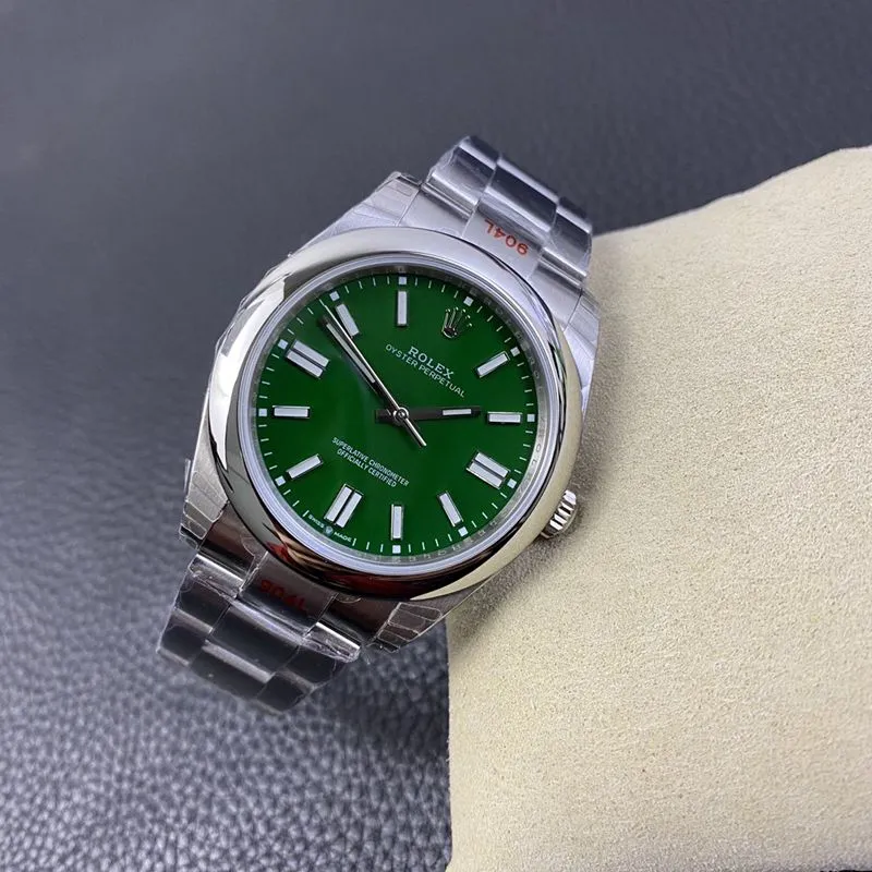 Rolex new Oyster Perpetual green dialreplica watch side view