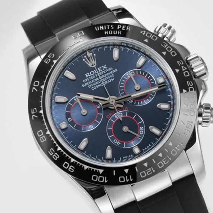 Top-tier watch Rolex men's blue dial Cosmograph Daytona watch side view
