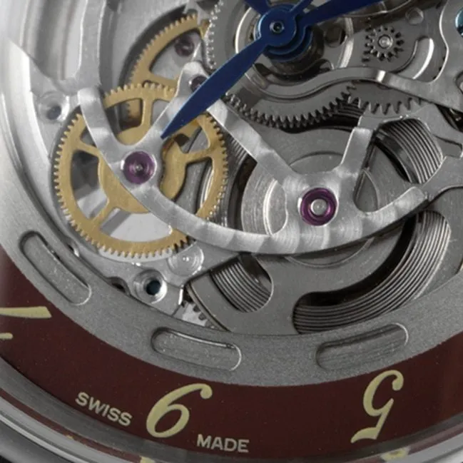 top-tier watch Hermès men's gray plate brown belt automatic movementleather strap watch side view