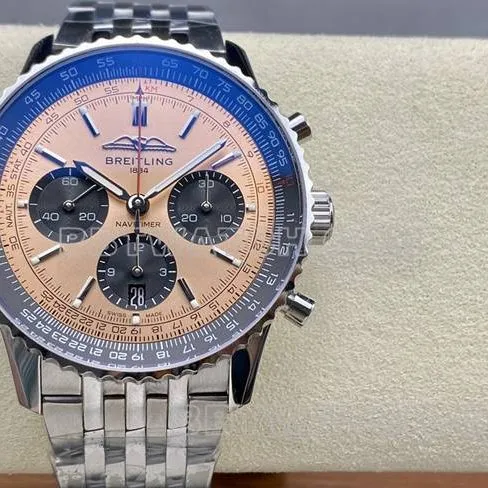 watch BreitlingBLS factory aviation chronograph copper disc steel bracelet model braceletlive photos