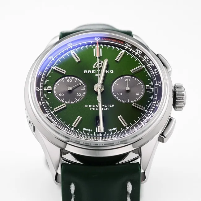 GF Factory new product Breitlingtop-tier watch men's green dial green strap v2 upgraded version automatic movementleather strap watch clasp picture