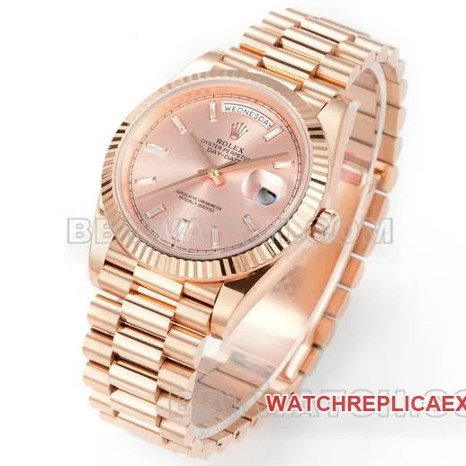 collectible watch Day-DatePPM factory Rolex mechanical pink dial rose goldfront live photo