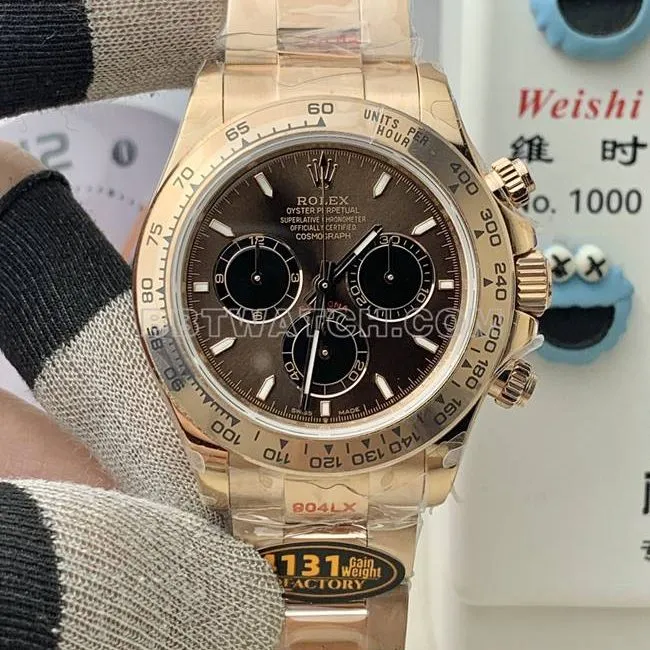 collectible watch QF factory DaytonaRolex brown dial rose gold4131 mechanical caseback live photo