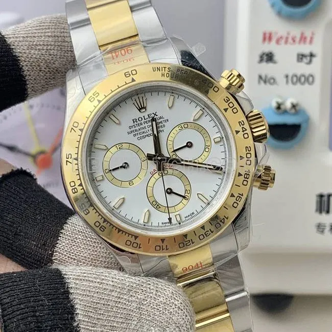 QF factory collectible watch DaytonaRolexwhite dial4131 mechanical gold braceletcaseback live photo