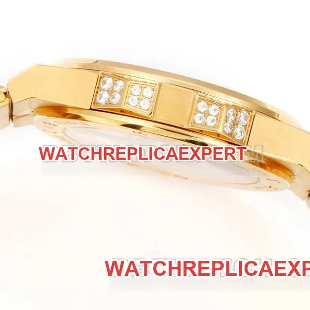 Chopard1:1replica watch GH factory Xueshan Aoyi 41mm pavé diamond yellow goldsteel bracelet model side live photo