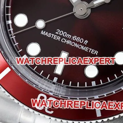 collectible watch ZF Factory Black Bay Tudor dark red dial steel braceletside live photo