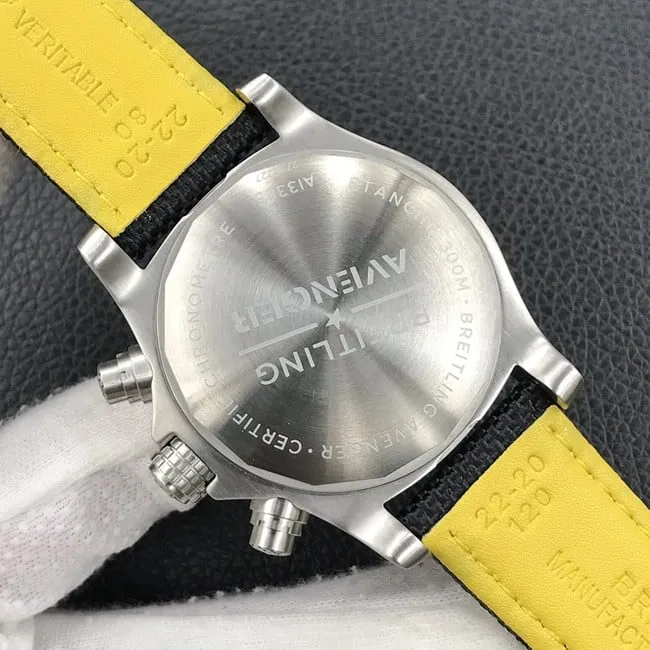 top-tier Breitling Avengers series automatic movement 43mm men's black dial nylon strap watch front view