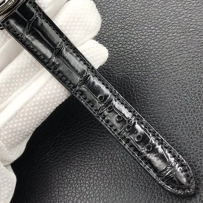 3k factory top-tier watch Patek Philippe men's black dial black belt automatic movementleather strap watch leather strap picture