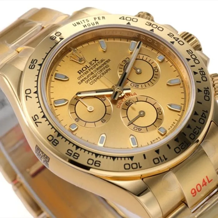 top-tier watch Rolex men's gold plate Cosmograph Daytonasteel bracelet watch side view