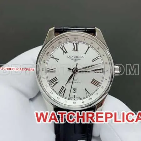 TW factory Longines watchmaking tradition top-tier silver dial black time scale leather strap model side live photo
