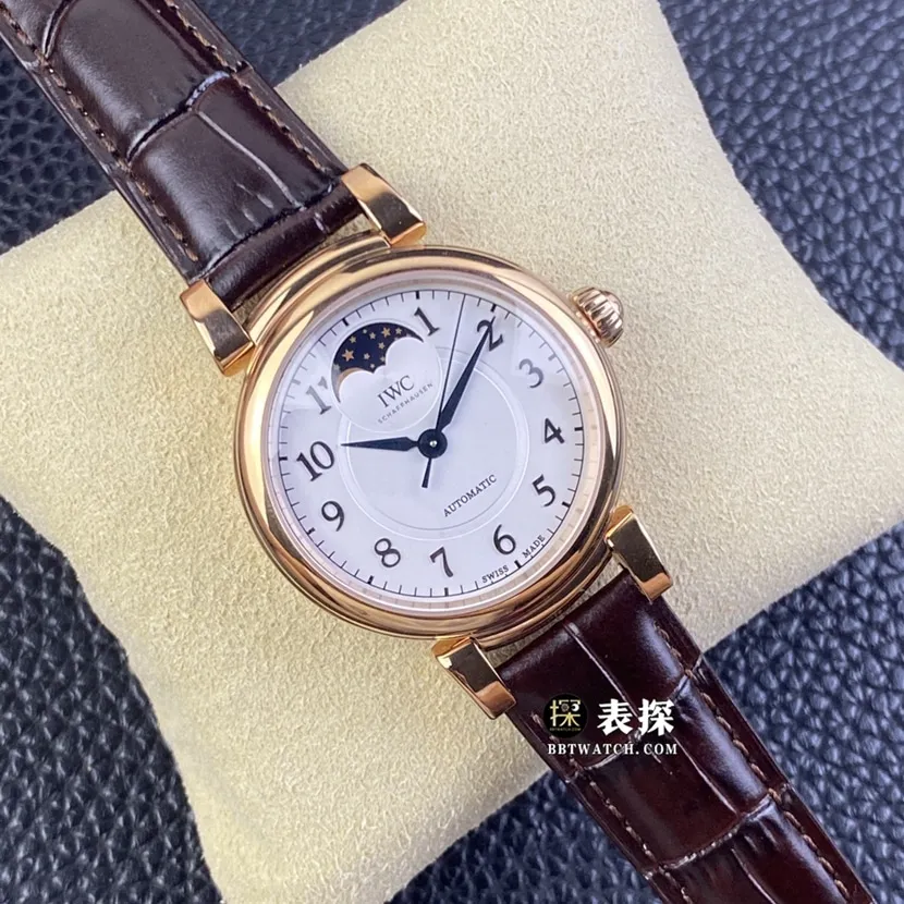TWC factory universal watch da Vinci top collectible watches for women white disk red gold moon phase strap models pictures and price back real picture