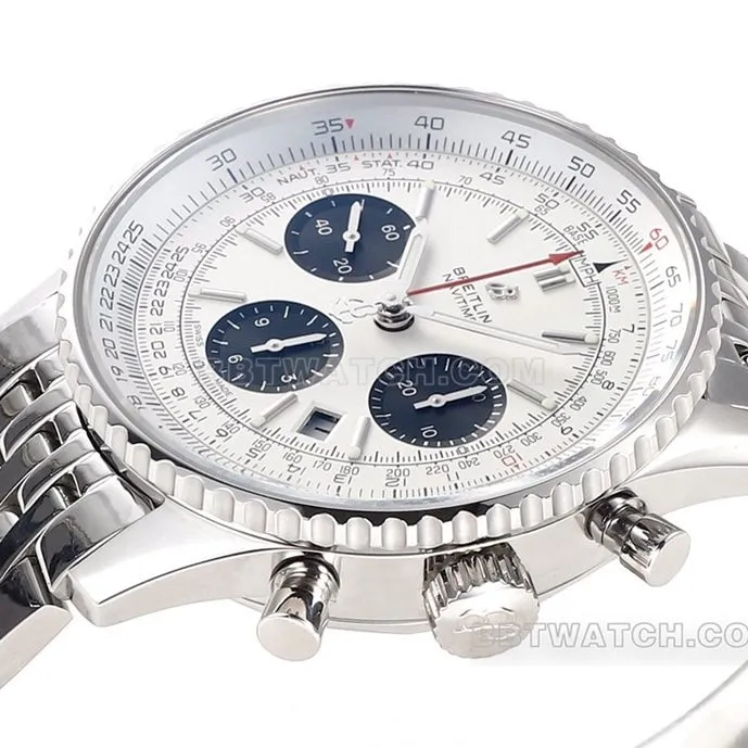 BLS factory Breitling aviation chronograph1:1super silver panda disk AB0121211G1A1side live photo