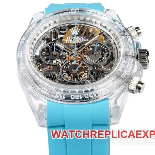 watch TW factory DaytonaRolex transparent case blue rubber braceletbraceletlive photos