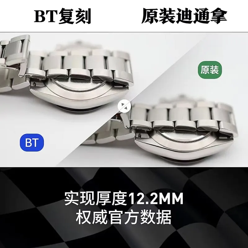BTDaytona comparison with original review 2022 latest replicaRolexPanda DaytonaV2 upgraded back cover comparison chart