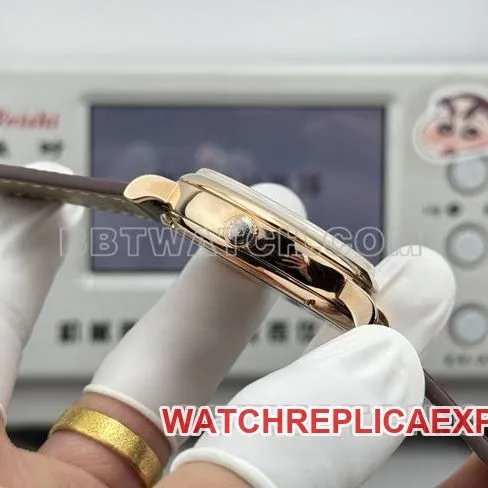 collectible watch Portofino GR factory IWCrose goldwhite dial brown leather strap model front live photo