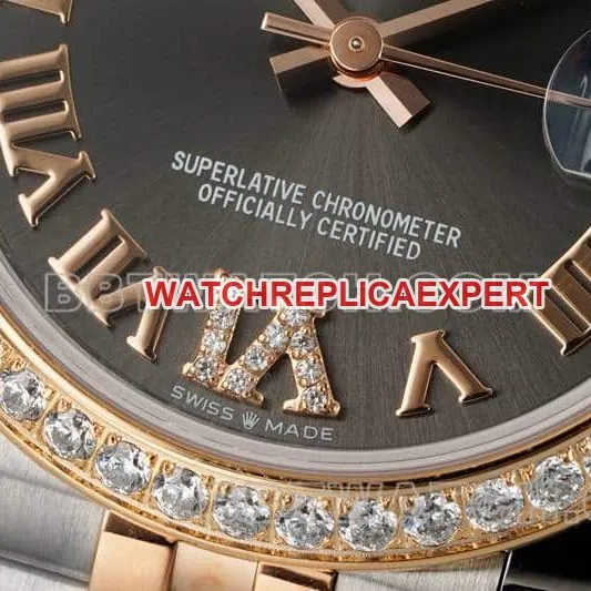ARF FactoryRolex log top-tier dark gray plate diamond bezel31mm intergold five-lattice chain link 278381front live photo