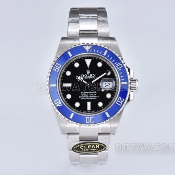 C Factory Rolex Submariner Super A black dial blue bezel steel strap model m126619lb-0003 front real shot photo