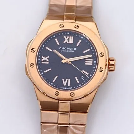 top-tier replicaChopardhigh-quality watch men's blue dial gold steel braceletALPINE EAGLE series 41 mm automatic movement watch side view