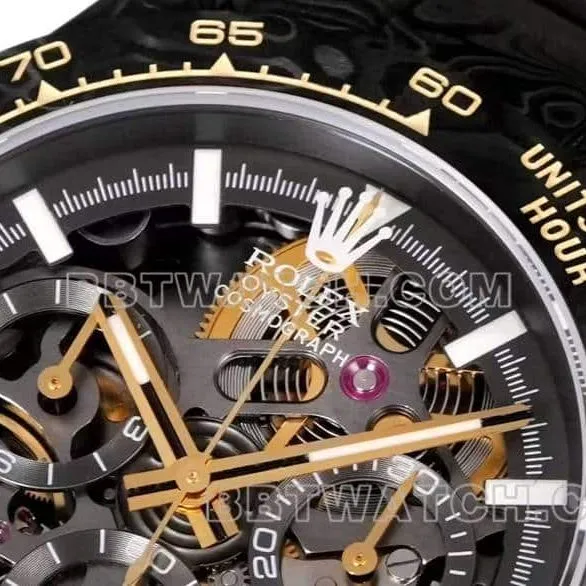 TW factory Rolex Daytonatop-tier 1:1super carbon fiber hollow plate black steel bracelet front live photo
