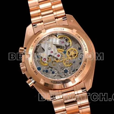 top-tier watch Speedmaster N1 factory Omegablack dialrose goldsteel bracelet model front live photo