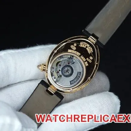 ZF Factorytop-tier watch Breguet Naples ladies' watchwhite dial black belt diamond-set mother-of-pearl full automatic movement watch side view