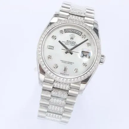 EWtop-tier watch Rolex men's white dialsteel bracelet 2021 new day displayDatejust mechanical watch front view