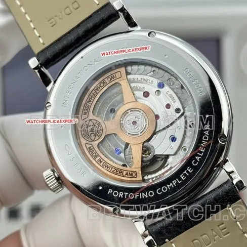 collectible watch Portofino GR factory IWC white dial black leather strap caseback live photo