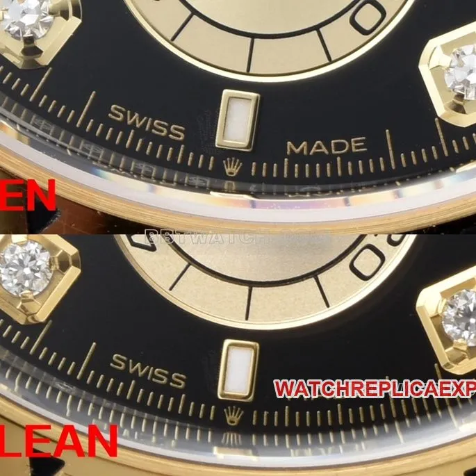C Factory Rolex Top Watch Daytona Two-Tone Black Dial Diamond Hour Markers 126503 Genuine vs. Fake Comparison Review and Real Photo Shoot