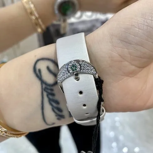 top-tier Jack Bao watch green dial white leather strap ladies quartzclasp picture