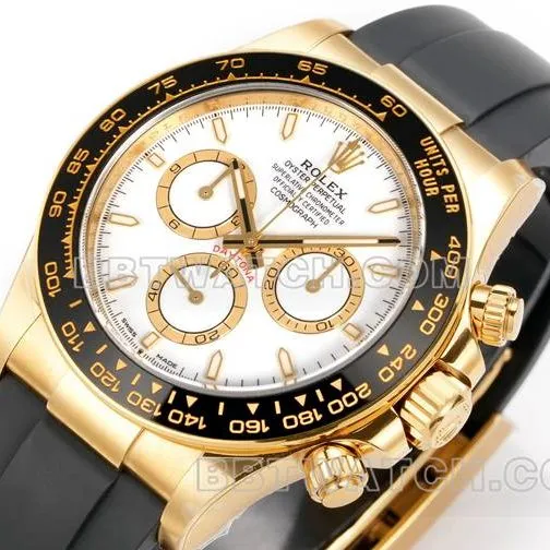 1:1replica watch DaytonaJF factory Rolexwhite dialyellow gold4131 mechanical rubber braceletfront live photo