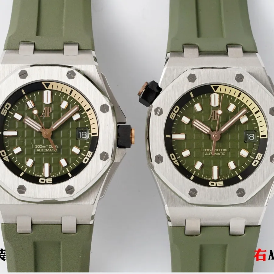 APS Factory Avocado Royal Oak Offshore Real vs. Fake Comparison Review - AP Top Watch Spotting Guide