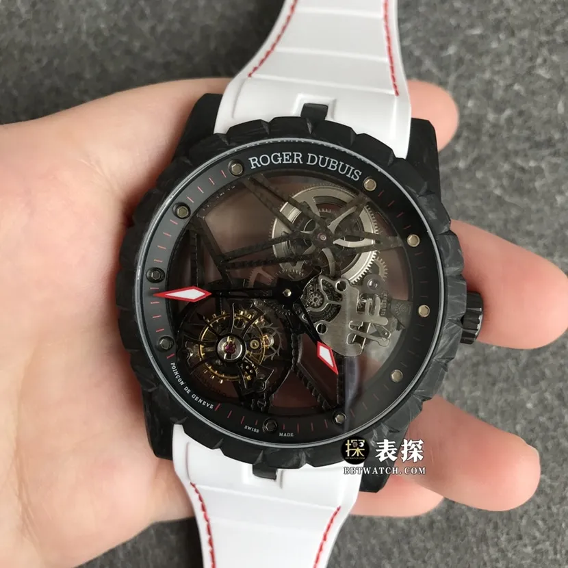 BBR King Roger Dubuis watch hollow plate rubber model DBEX0577 side view
