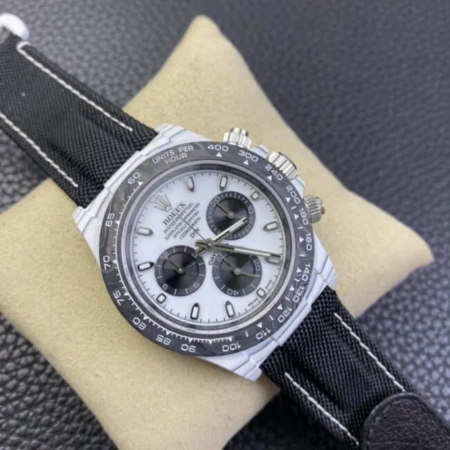 top-tier watch Rolex Daytona carbon fiber white Carbon Di customized black dial white bottom men's watch clasp picture