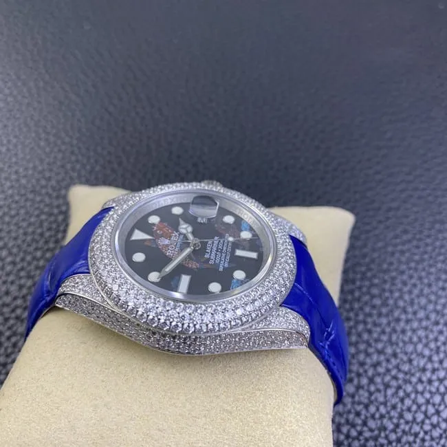 top-tier replicaRolexsuper watch Submariner series full automatic movement men's black dial blue belt front view