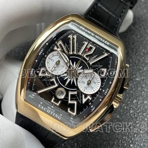 1:1replica watch Frank Muller ABF factory V45black dial gold case leather braceletside live photo