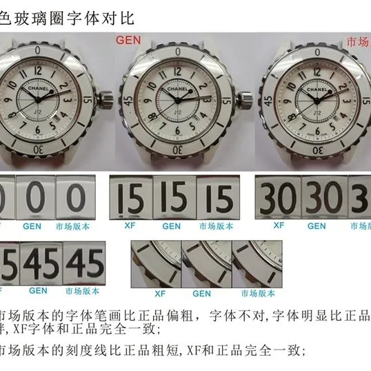XFChanelJ12 series ceramicreplica watch genuine and fake comparison evaluation ceramic case details comparison