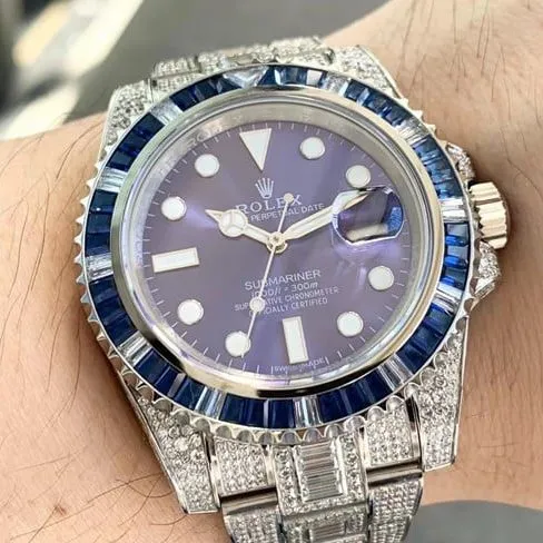 top-tier watch Rolex men's blue dialsteel braceletSubmariner type series fully automatic movement watch clasp picture