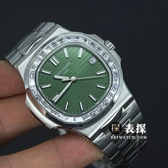 PPF FactoryPatek Philippe sporty and elegant top-tier 1:1super watch men's green dial diamond steel bracelet model pictures and prices clasplive photos
