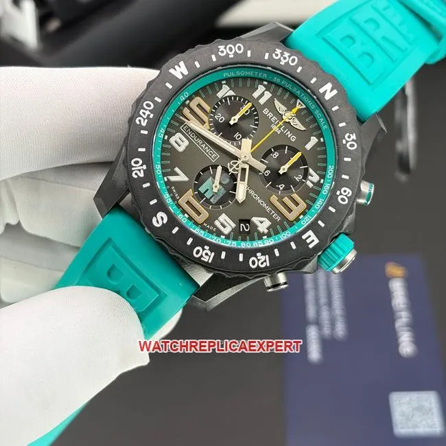 top-tier watch original Breitling professional gray plate blue green bracelet quartz movementside live photo