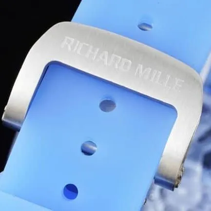 High-quality Richard Mille blue dial from a large manufacturer reproduces the extraordinary sports quality RM12-01 tourbillons apphire crystal transparent version clasp picture