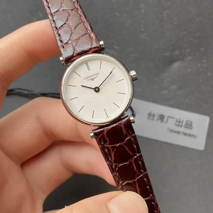 Top-tier watch Longines couple watch white dial brown belt Jialan series watch back cover picture