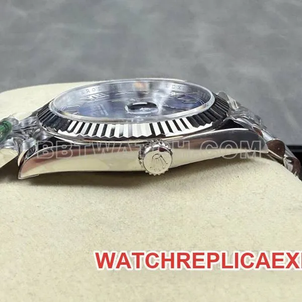 Rolex1:1replica watch ARF Factory log 41mm blue dial Roman numerals 3235 steel bracelet bracelet live photos