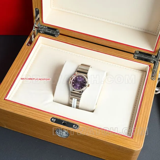 Omega Constellation Purple Dial 28mm Quartz Watch Best Quality Real Shot