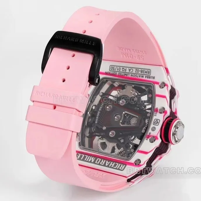 Richard Mille men's top-tier pink rubber RM 38-02 front live photo