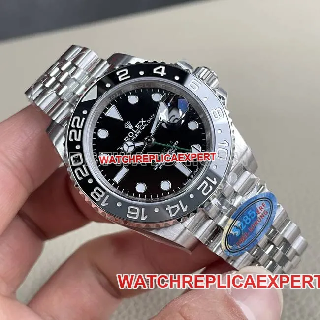 collectible watch ERF factory GMT-MasterRolexblack dial black gray circle 3285 mechanical caseback live photo